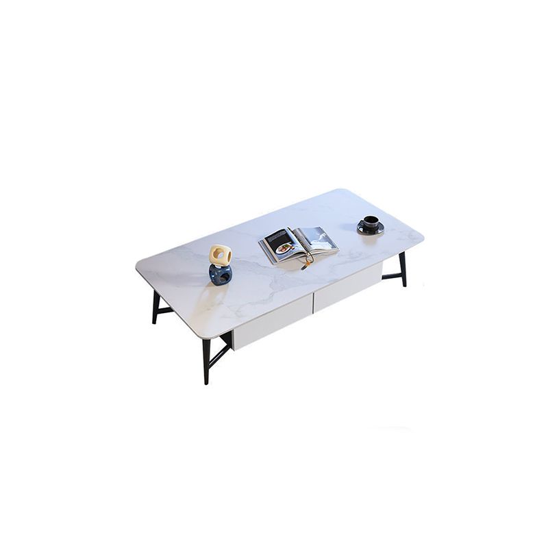 16.5" Tall Modern Ironcraft 4 Legs Slate Black/White Rectangular Top Coffee Table Clearhalo 'Coffee & Accent Tables' 'Coffee Tables' 'coffee_tables' 'Furniture' 'furniture_coffee_tables' 'Living Room Furniture' 1200x1200_cd08789f-e0cf-4b4c-93d8-e093f053462e