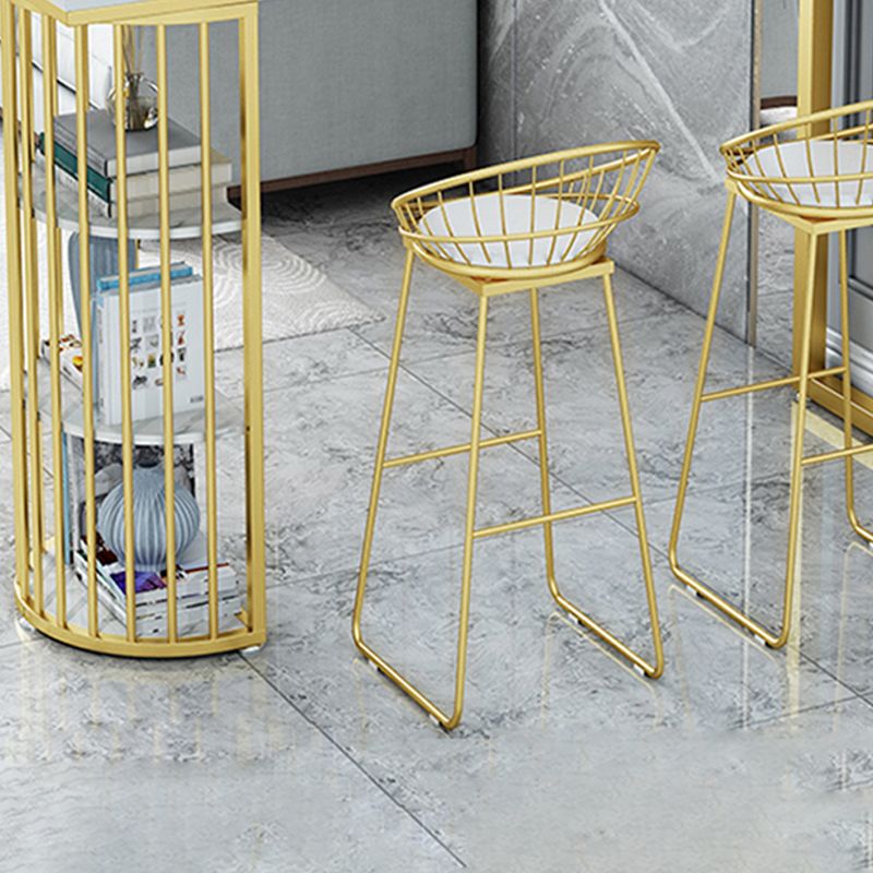 Juego de mesa de pub blanco y dorado, mesa y taburetes de interior modernos de 1/2/3 piezas