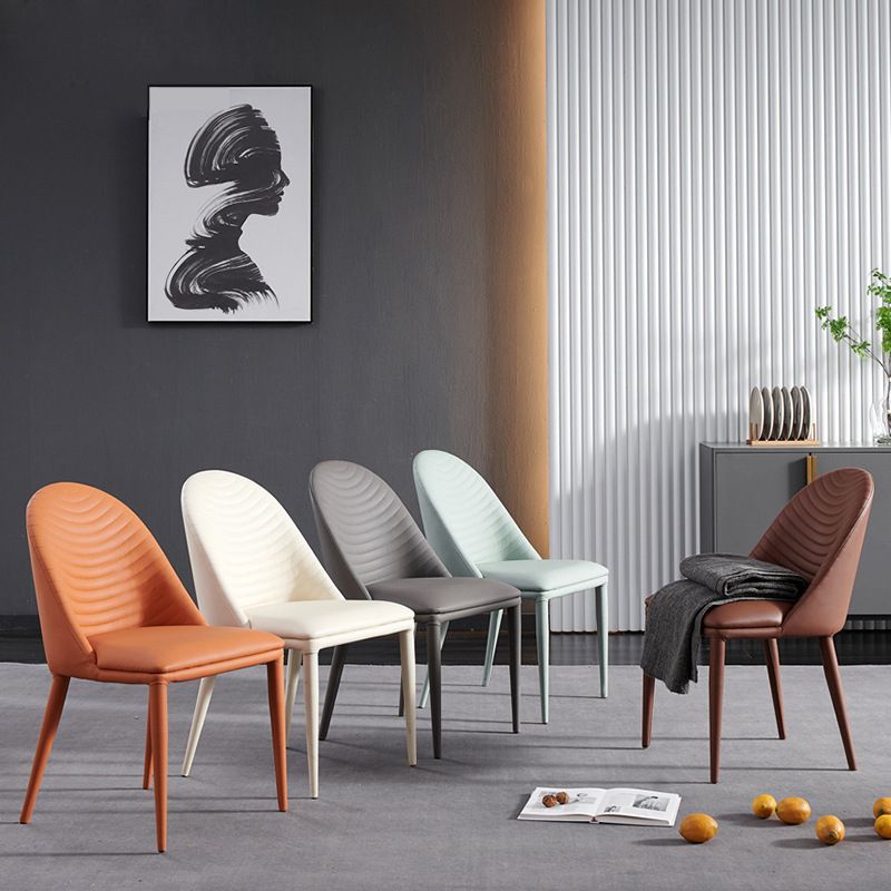 Contemporary Style Armless Solid Back Chair Leather Dining Side Chair Clearhalo 'Dining Chairs' 'Dining Tables & Seating' 'dining_chair' 'furn' 'furn_dining_chair' 'Furniture' 'furniture_dining_chair' 'Kitchen & Dining Furniture' 1200x1200_cd0a0d99-1ced-4275-ad1f-82a0e7e2075b