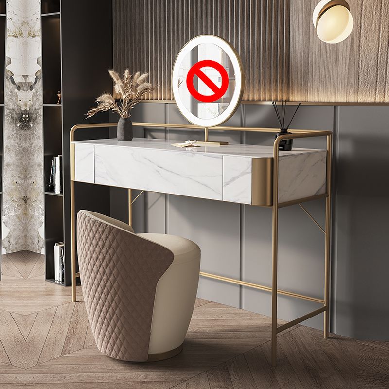 1 Storage Drawer Make-up Vanity Metal and Stone Dressing Table Clearhalo 'Bedroom Furniture' 'furn' 'furn_makeup_vanities' 'Furniture' 'Makeup Vanities' 'makeup_vanities' 1200x1200_cd0a5e27-7f8c-4877-a23e-b353f49effae