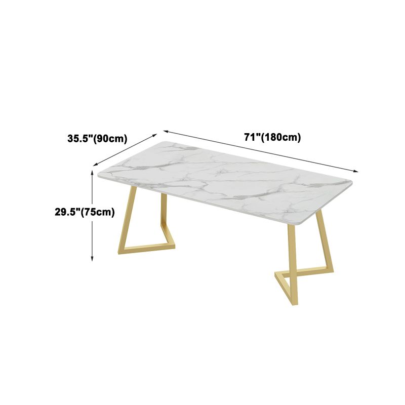 Set da tavolo da pranzo rettangolare glam 1/2/5/7 pezzi Dinette set con top in pietra sinterizzata bianca