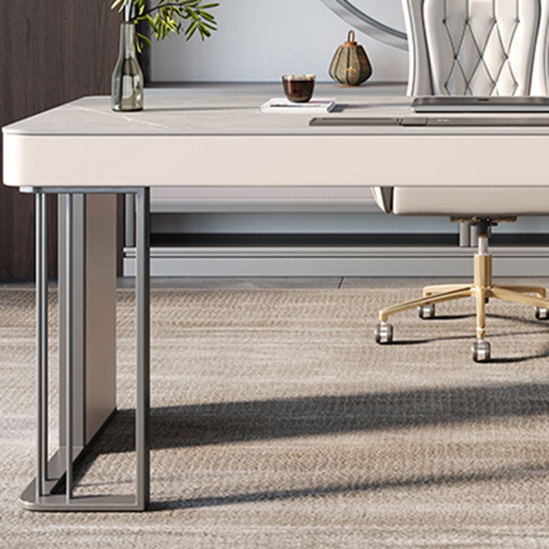 Modern Stone Office Desk Rectangular Shape Task Desk with 3 Drawers in Grey Clearhalo 'furn' 'furn_office_desk' 'Furniture' 'Office Desks' 'Office Furniture' 'office_desk' 1200x1200_cd0c47a6-d9cb-4d4d-ad08-a45aa531131c