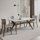 Modern Dining Table Sintered Stone Dinner Table with Wooden Base