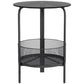 23.6" Tall Modern Round Glass Top Side Table Iron 3 Legs End Table with Storage