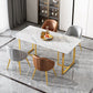 Set da pranzo contemporaneo 1/5 pezzi tavolo da pranzo in pietra rettangolare con sedie imbottite