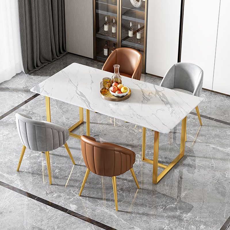 Set da pranzo contemporaneo 1/5 pezzi tavolo da pranzo in pietra rettangolare con sedie imbottite