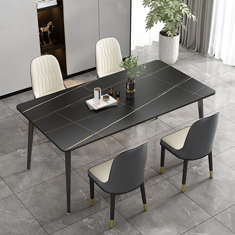 Modern Standard Height Furniture 5/7 Pcs Stone Rectangle Table with Upholstered Chair Clearhalo 'Dining Room Sets' 'Dining Tables & Seating' 'dining_room_set' 'furn' 'furn_dining_room_set' 'Furniture' 'Kitchen & Dining Furniture' 1200x1200_cd0fcc17-ddcd-44cf-abba-d9cc77742599