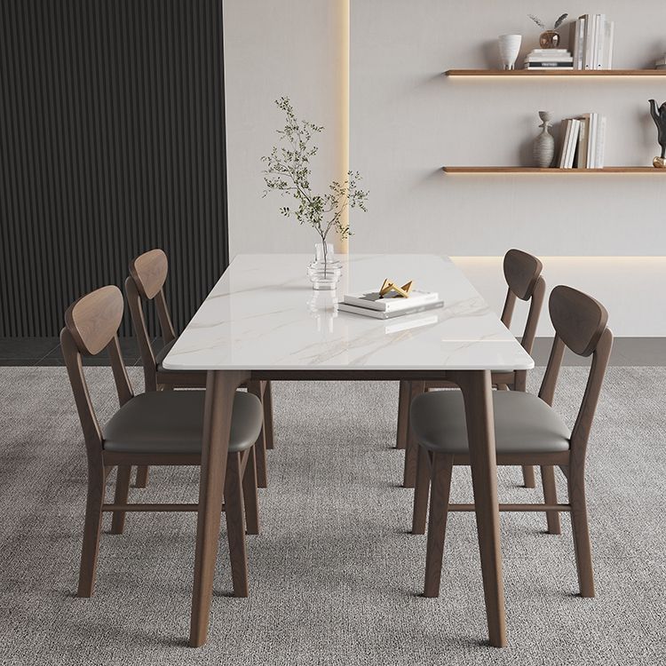 4 Legs Wood Dining Table Mid-century Modern Style Rectangle White Stone Top Dining Table Clearhalo 'Dining Tables & Seating' 'Dining Tables' 'dining_table' 'furn' 'furn_dining_table' 'Furniture' 'Kitchen & Dining Furniture' 1200x1200_cd11c1e1-a1b0-46e4-bac3-d3700ce83d3e