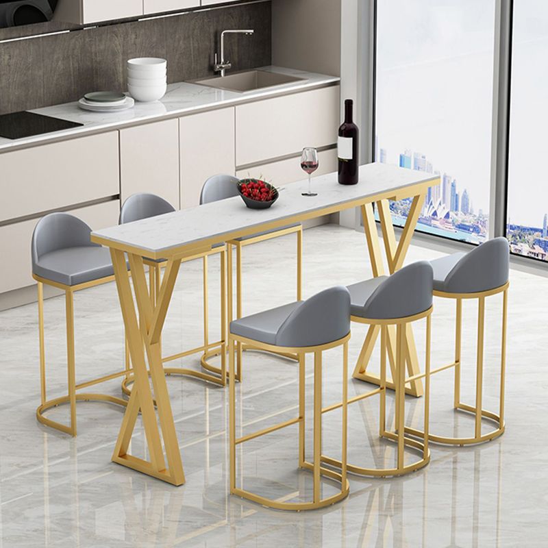 Set tavolo da bar in pietra Set da tavolo da pub rettangolare stile glam 1/2/7 pezzi
