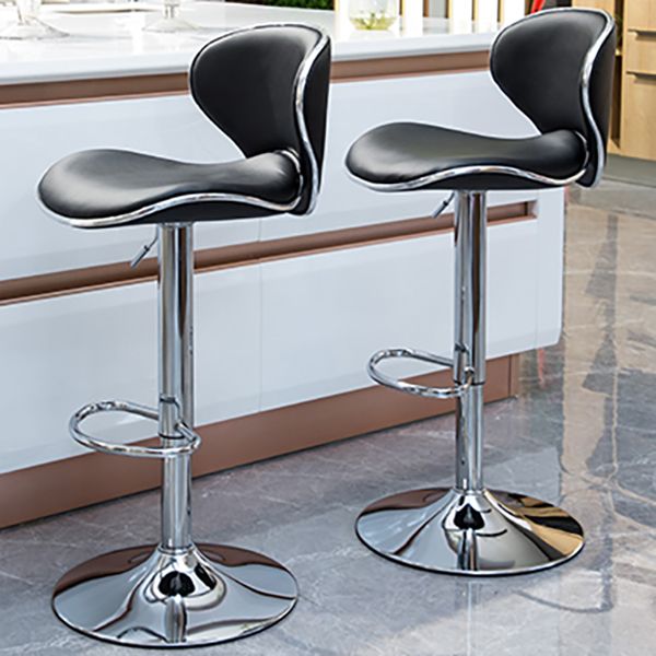 Contemporary Metal Stool Faux Leather Upholstered Counter Stool