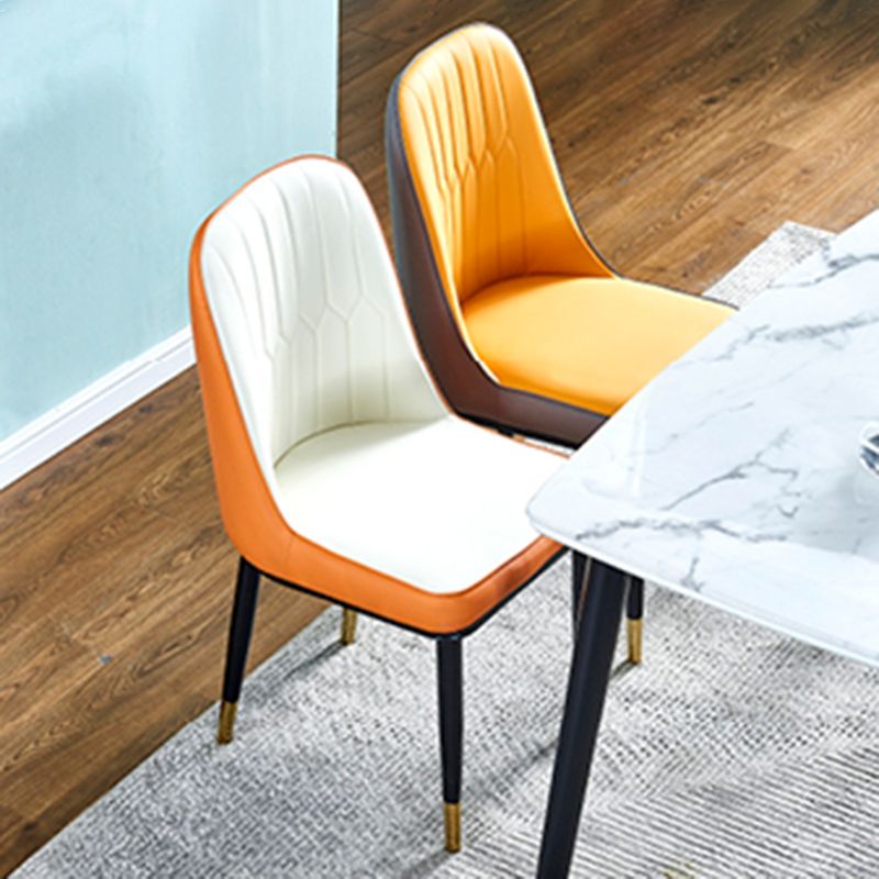 Contemporary Leather Curved Dining and Accent Chairs Parsons Chairs Clearhalo ' kitchen&dining_furn' 'Dining Chairs' 'Dining Tables & Seating' 'dining_chair' 'furn' 'furn_dining_chair' 'Furniture' 'furniture_dining_chair' 'Kitchen & Dining Furniture' 'kitchen' 1200x1200_cd14c9e2-061d-4882-a451-3ee020d535c9