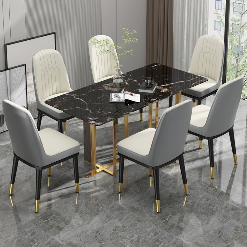 Scandinavian Style Metal Dining Chairs Dining Room Armless Cushioned Parsons Chair Clearhalo ' kitchen&dining_furn' 'Dining Chairs' 'Dining Tables & Seating' 'dining_chair' 'furn' 'furn_dining_chair' 'Furniture' 'furniture_dining_chair' 'Kitchen & Dining Furniture' 'kitchen' 1200x1200_cd158cca-836b-466b-be06-bbbf460e052b