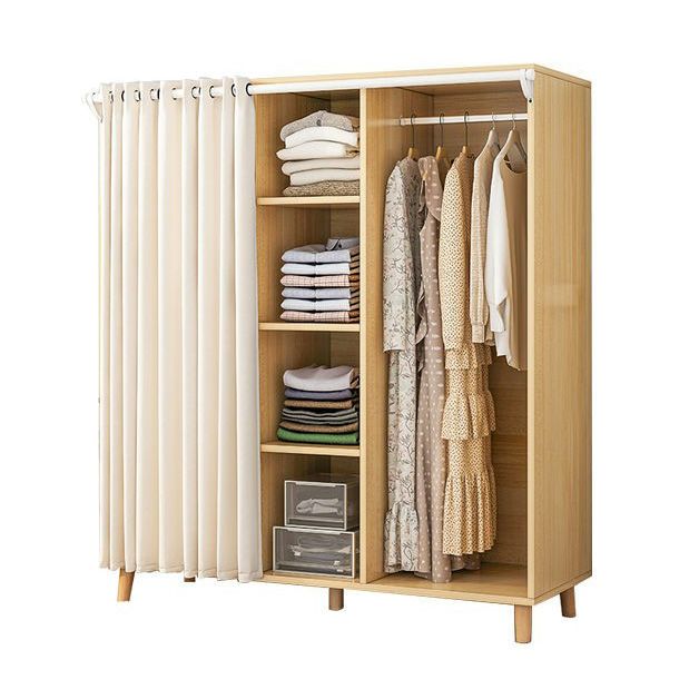 Bedroom Storage Cabinet with Clothes Rail Modern Cabinet with Wooden Legs Clearhalo 'Armoires & Wardrobes' 'armoires_wardrobes' 'Bedroom Furniture' 'furn' 'furn_armoires_wardrobes' 'Furniture' 1200x1200_cd15ad63-01ad-4b3a-8433-4f7310db5792
