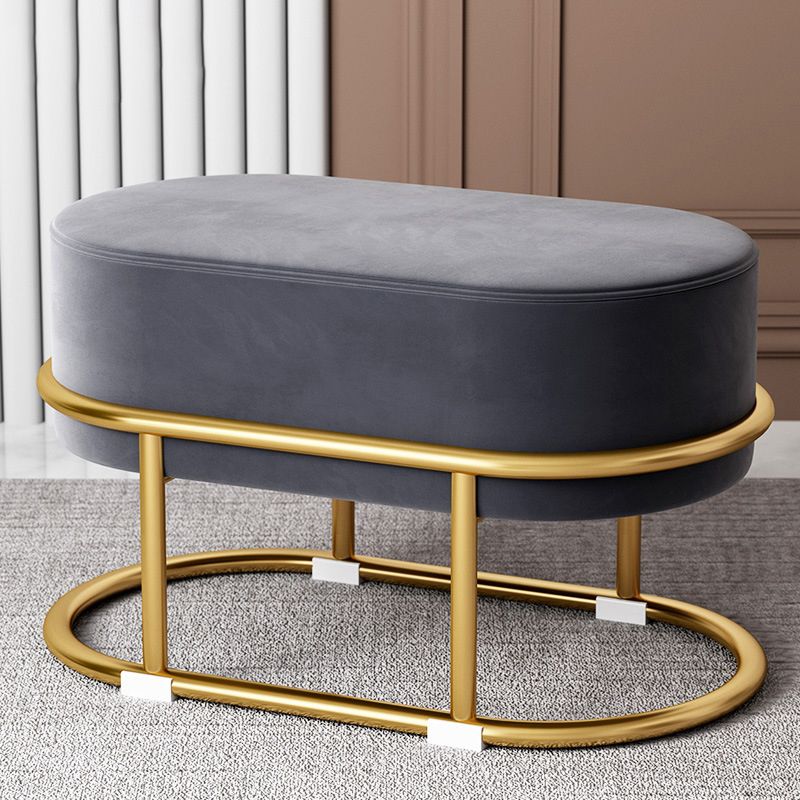 Glam Velvet Boucle Pouf Plain Oval Metal Frame Tear Resistant Ottoman Footrest Clearhalo 'furn' 'furn_ottomans_poufs' 'Furniture' 'Living Room Furniture' 'Ottomans & Poufs' 'ottomans_poufs' 1200x1200_cd1b36e8-4bfa-4265-ad90-4088b3a3969b