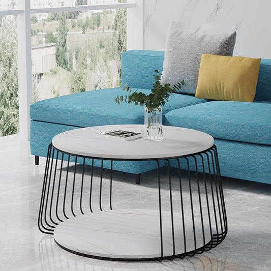 Luxurious Slate Coffee Mesa 1 Mesa de cóctel individual con almacenamiento