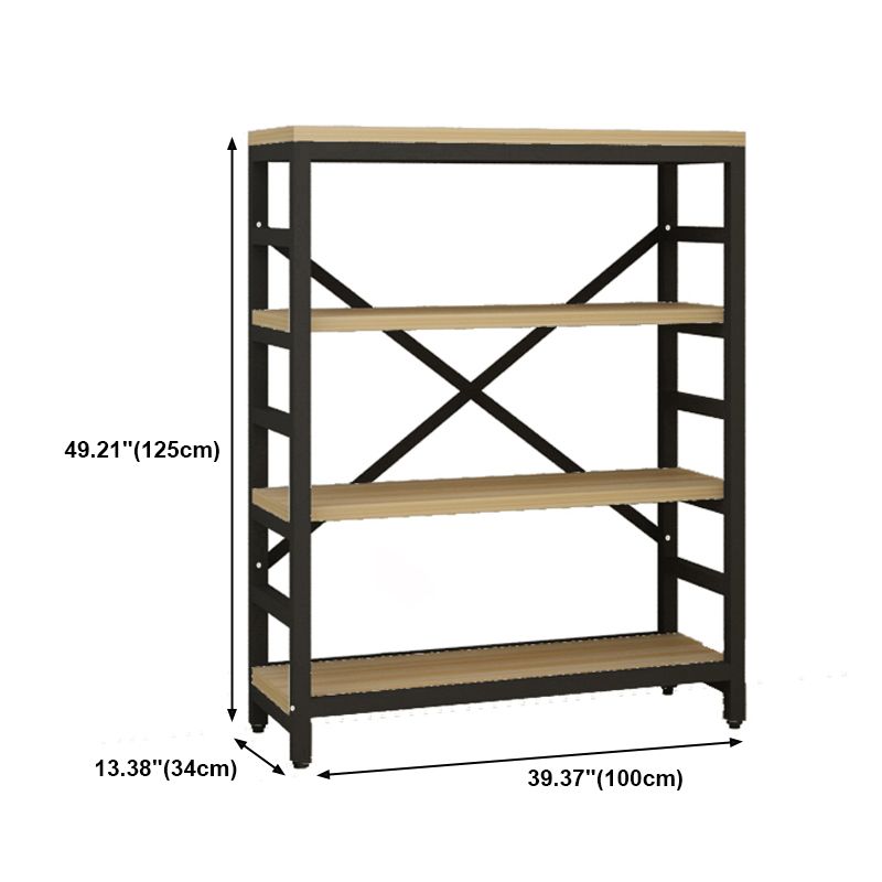 Estantería de estilo moderno marco de metal negro abiertamente estantería para la oficina