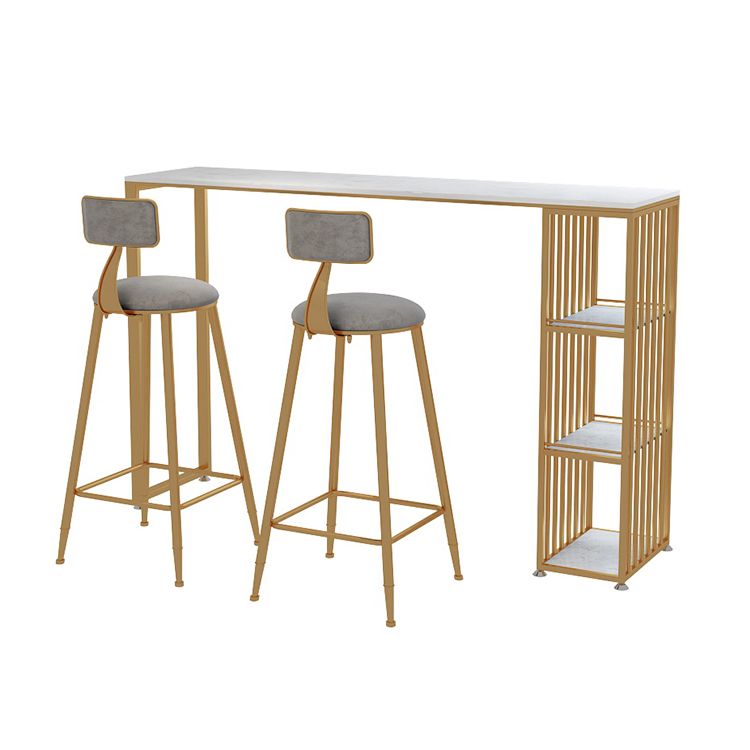 1/2/3 Pieces Glam Iron Bar Table Set Rectangle White Faux Marble Top Bistro Set with Shelf Clearhalo 'Bar Furniture' 'furn' 'furn_home_bar_bar_sets' 'Furniture' 'Home Bars & Bar Sets' 'home_bar_bar_sets' 'Kitchen & Dining Furniture' 1200x1200_cd24cbbd-561c-4065-bed9-134f765aa7ae