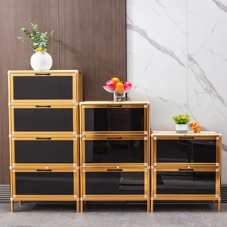 Glass Door Metal Sideboard Glam Buffet Server Cabinet with Storage for Kitchen Clearhalo 'buffet_sideboard' 'Buffets & Sideboards' 'furn' 'furn_buffet_sideboard' 'Furniture' 'furniture_buffet_sideboard' 'Kitchen & Dining Furniture' 1200x1200_cd2679ea-ffe9-4886-81fa-c757d22751bc