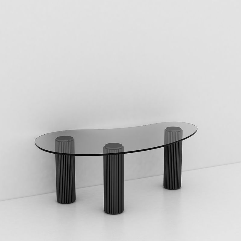 14.9"H 3 Legs Base Solid Color Glass/Slate Irregular Top Coffee Table Clearhalo 'Coffee & Accent Tables' 'Coffee Tables' 'coffee_tables' 'furn' 'furn_coffee_tables' 'Furniture' 'Living Room Furniture' 1200x1200_cd2724d0-dc51-47ff-85fa-e94603d2e298