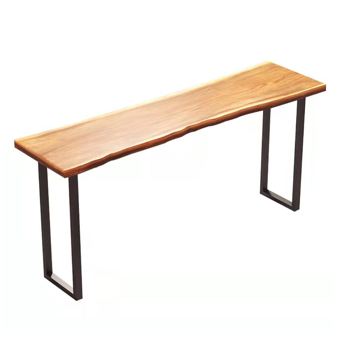 Light Brown Solid Wood Top Bar Table Industrial Metal Base Bistro Table Clearhalo 'Bar Furniture' 'Bar Tables' 'bar_tables' 'furn' 'furn_bar_tables' 'Furniture' 'Kitchen & Dining Furniture' 1200x1200_cd27d6d1-f884-41a0-888e-da33ebca6497