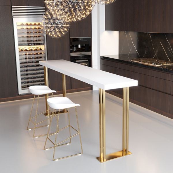 Tavolo da pranzo in legno in legno pino tavolo da bar rettangolo glam con doppio piedistallo per soggiorno