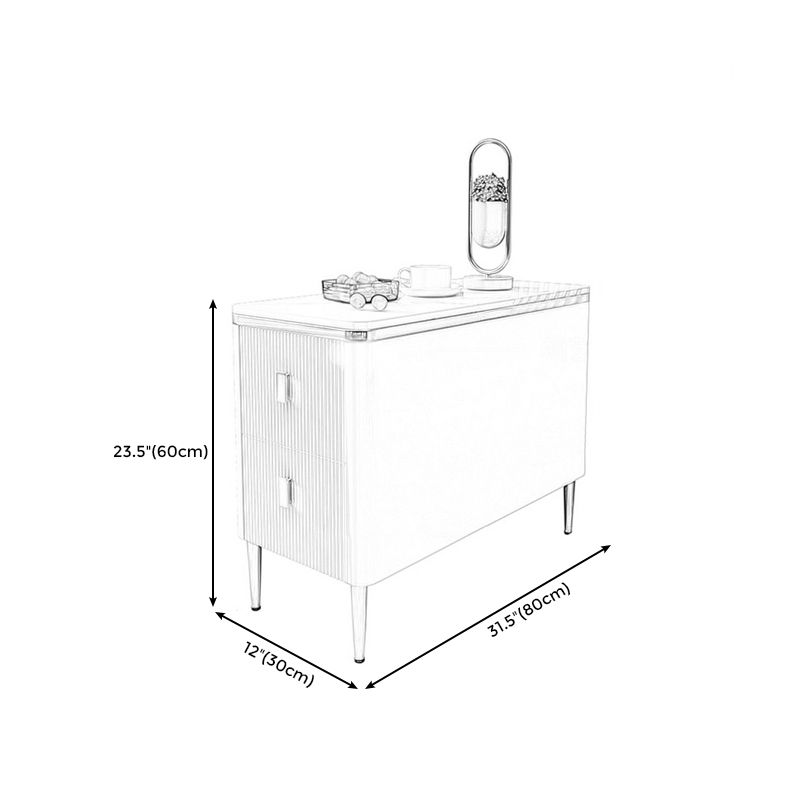 23,6 "hoher moderner Seitentisch Holz 4 Beine rechteckige Faux Marmor Top End Table