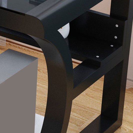 Modern Glass Top Writing Desk 29.53" Tall Rectangular Office Desk with Sled Base Clearhalo 'furn' 'furn_office_desk' 'Furniture' 'Office Desks' 'Office Furniture' 'office_desk' 1200x1200_cd287d48-bf0e-4957-82c1-69f954e0e3df