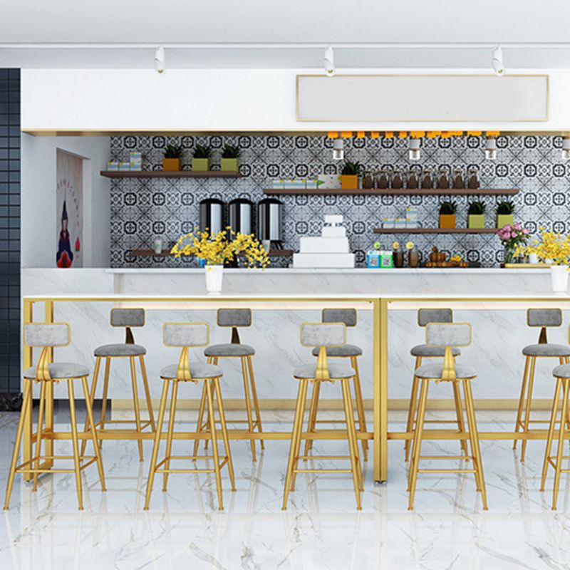 Glam Bar Height Table Faux Marble Top Bistro Bar Table with Trestle Base Clearhalo 'Bar Furniture' 'Bar Tables' 'bar_tables' 'furn' 'furn_bar_tables' 'Furniture' 'Kitchen & Dining Furniture' 1200x1200_cd28950d-9696-4402-9ab7-4ea9f9f6eb1a