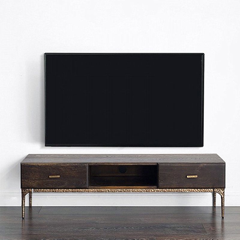 15.75 "W TV Style Industrial Style Brown Wood TV Console avec tiroir