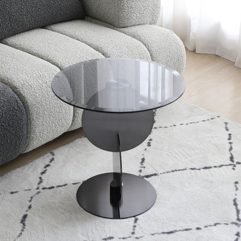 Contemporary Glass Round Top Side Table Metal Pedestal End Table Clearhalo 'Coffee & Accent Tables' 'End & Side Tables' 'end_side_tables' 'furn' 'furn_end_side_tables' 'Furniture' 'Living Room Furniture' 1200x1200_cd29ac2f-782a-4d89-8817-d768a9146988