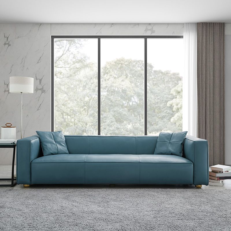 24.80"H Genuine Leather Square Arm Sofa with Tight Back for Living Room Clearhalo 'furn' 'furn_sofas' 'Furniture' 'furniture_sofas' 'kitchen' 'kitchen_sofas' 'Living Room Furniture' 'Sofa' 'sofas' 1200x1200_cd2d3177-5e86-42f6-b32d-a0ebf4902323