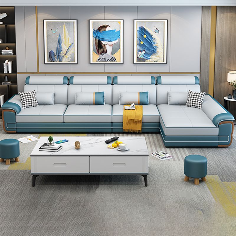 158.26" D x 70.86" W x 31.49" H Pillow Top Arm Sofa with Adjustable Bolster Pillows Clearhalo 'furn' 'furn_sectionals' 'Furniture' 'furniture_sectionals' 'kitchen' 'kitchen_sectionals' 'Living Room Furniture' 'Sectionals' 1200x1200_cd2d7ed4-06b8-4ef4-810d-841b747f020f