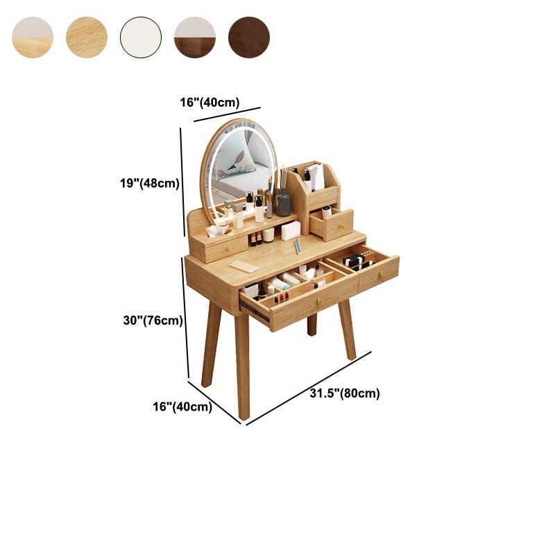 4 cassetti e specchio set da toeletta per il trucco per il trucco per il trucco per la scrivania in legno in legno