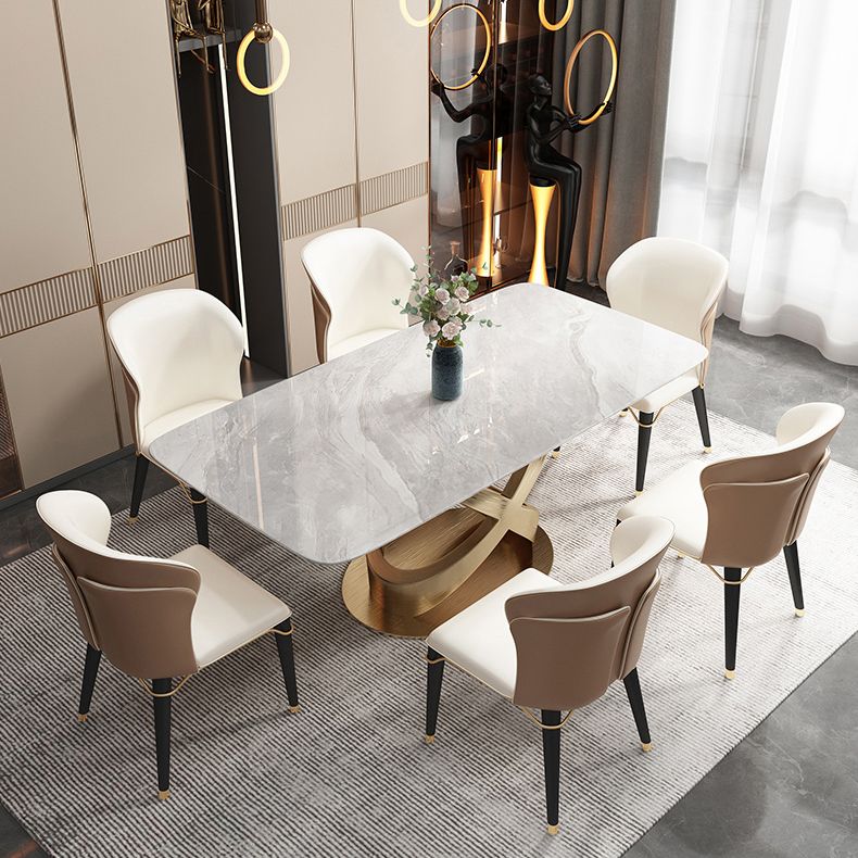 Luxury 1/2/5/6/7 Pieces Dining Set Sintered Stone Dining Table with Leather Chairs Clearhalo 'Dining Room Sets' 'Dining Tables & Seating' 'dining_room_set' 'furn' 'furn_dining_room_set' 'Furniture' 'furniture_dining_room_set' 'Kitchen & Dining Furniture' 'kitchen&dining_furn' 'kitchen' 1200x1200_cd2fb0df-8004-4ec4-aec8-d66fd0758906