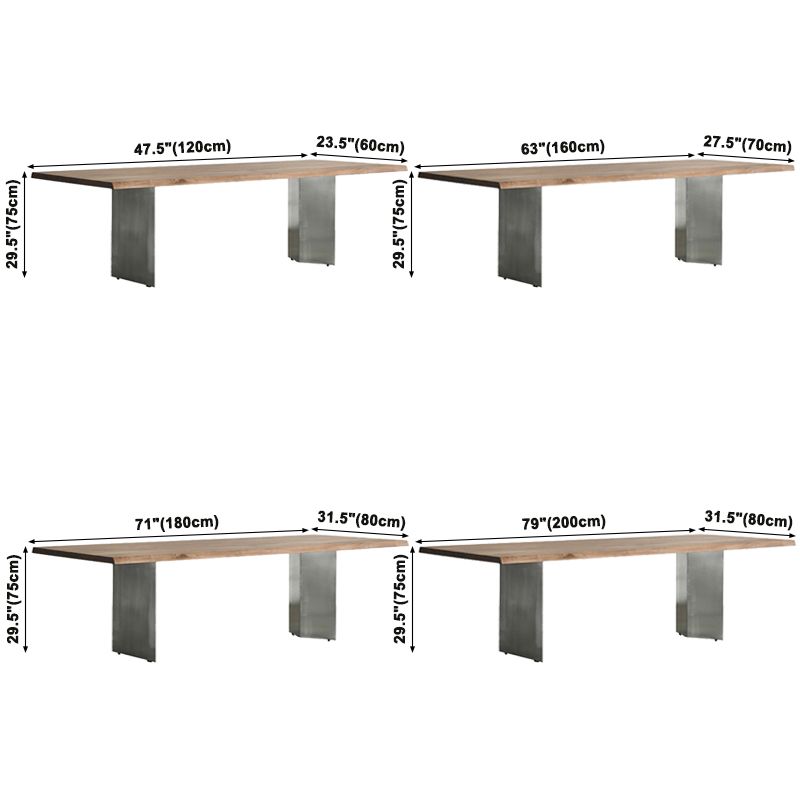 Rectangle Wood Color Dining Table Solid Wood Table Luxury with Double Pedestal Clearhalo ' dining_table' 'Dining Tables & Seating' 'Dining Tables' 'furn' 'furn_dining_table' 'Furniture' 'furniture_dining_table' 'Kitchen & Dining Furniture' 'kitchen&dining_furn' 'kitchen' 'kitchen_dining_table' 1200x1200_cd3113b5-23ea-48a4-9524-b75d36b9613b