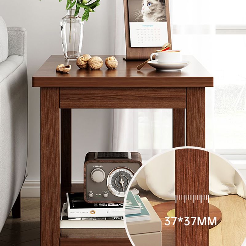 Contemporary Side Table Double Tier Wood Accent Side Table with Shelf