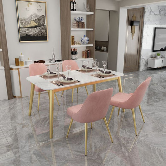 Glam Style 1/4/5 Pieces Dining Set White-gold Table Kitchen Set for Dining Room Clearhalo 'Dining Room Sets' 'Dining Tables & Seating' 'dining_room_set' 'furn' 'furn_dining_room_set' 'Furniture' 'furniture_dining_room_set' 'Kitchen & Dining Furniture' 'kitchen&dining_furn' 'kitchen' 1200x1200_cd32b208-ae29-49b9-a2fb-fc13b523e8d1