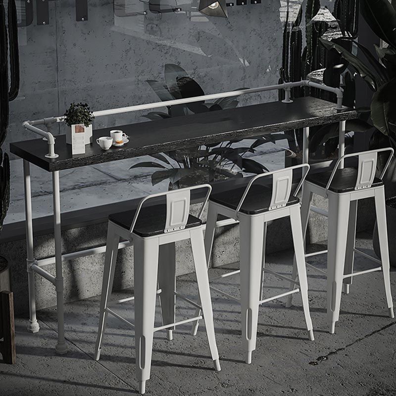 Industrial Rectangle Wood Bar Table 42-inch Height Water Pipe Pedestal Bistro Table Clearhalo 'Bar Furniture' 'Bar Tables' 'bar_tables' 'furn' 'furn_bar_tables' 'Furniture' 'Kitchen & Dining Furniture' 1200x1200_cd3385d7-d6bb-4f6d-9d9c-0575178dba69