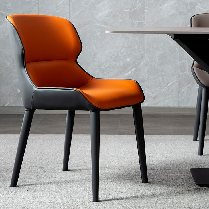 Inicio Silla lateral moderna del ala de la ala Matte Sillas de comedor de cuero falso