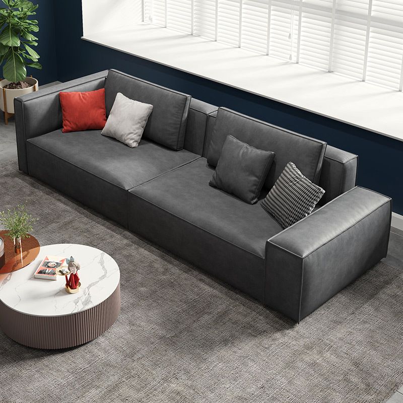 Modern Sofa with Bolster Pillows 35.43"High Square Arm Sofa, Black Clearhalo 'furn' 'furn_sofas' 'Furniture' 'furniture_sofas' 'Living Room Furniture' 'Sofa' 'sofas' 1200x1200_cd363194-f20a-42b4-950f-56601b8aaaac