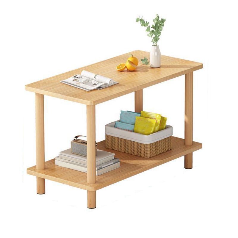 Scandinavian Wood Top End Table 4 Legs Sofa Side Table with Storage