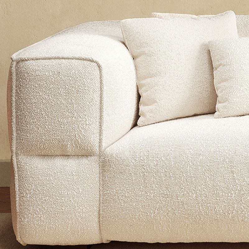 White Wool Tuxedo Arm Sofa 42.51" Wide Contemporary Standard Sofa