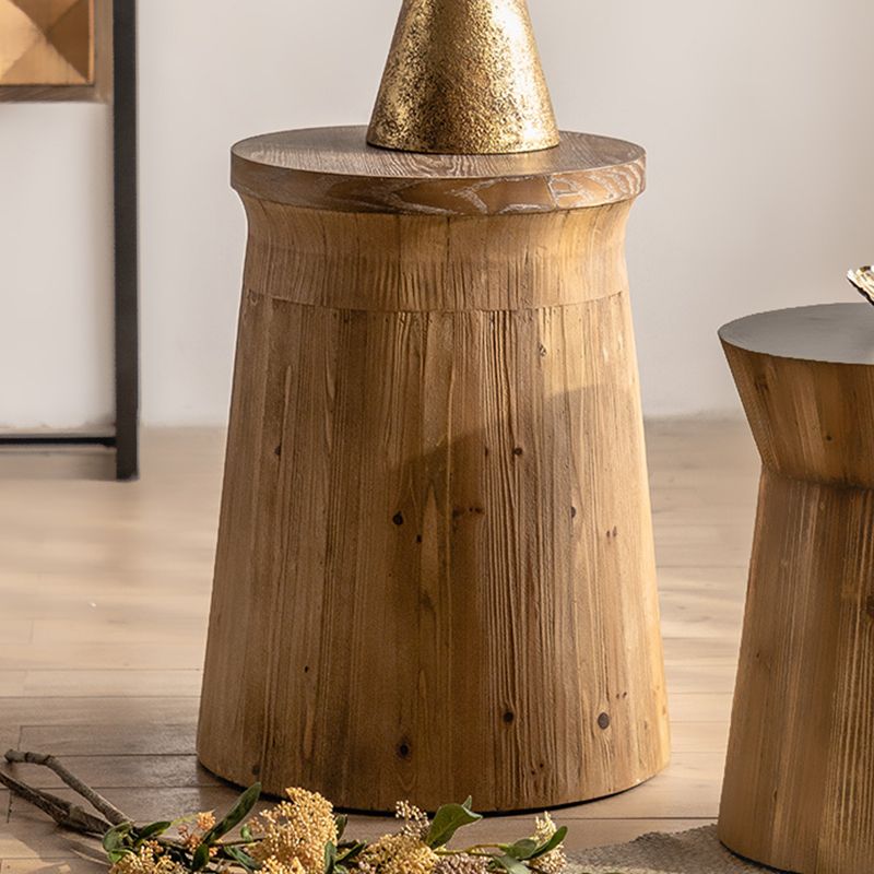 French Country Distressed Wood Sofa Side Accent Table in Brown