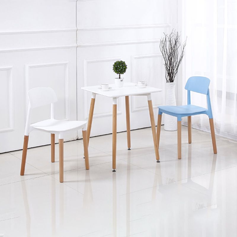 Home Plastic Armless Dining Chair Open Back Dining Side Chairs with Wood Legs Clearhalo ' kitchen&dining_furn' 'Dining Chairs' 'Dining Tables & Seating' 'dining_chair' 'furn' 'furn_dining_chair' 'Furniture' 'furniture_dining_chair' 'Kitchen & Dining Furniture' 'kitchen' 1200x1200_cd3e5533-efea-42c9-a174-1639a3a8c81a