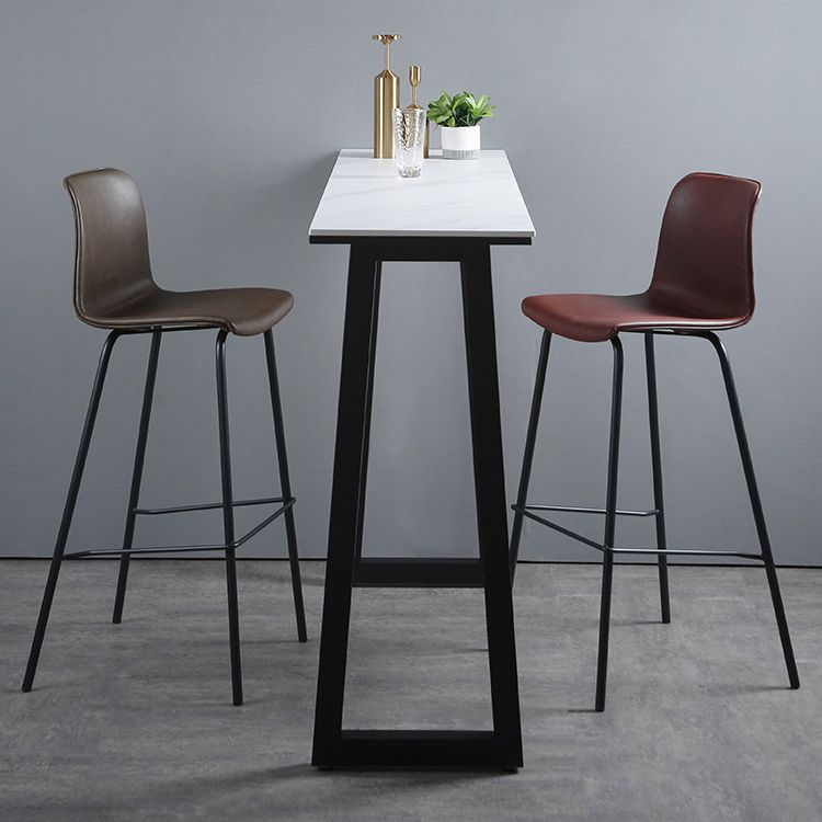 Industrial Rectangle Indoor Bar Dining Table White Stone Bistro Table Fixed Table Clearhalo 'Bar Furniture' 'Bar Tables' 'bar_tables' 'furn' 'furn_bar_tables' 'Furniture' 'furniture_bar_tables' 'Kitchen & Dining Furniture' 'kitchen&dining_furn' 'kitchen' 1200x1200_cd3ee332-74a0-4502-97af-2d407113df28