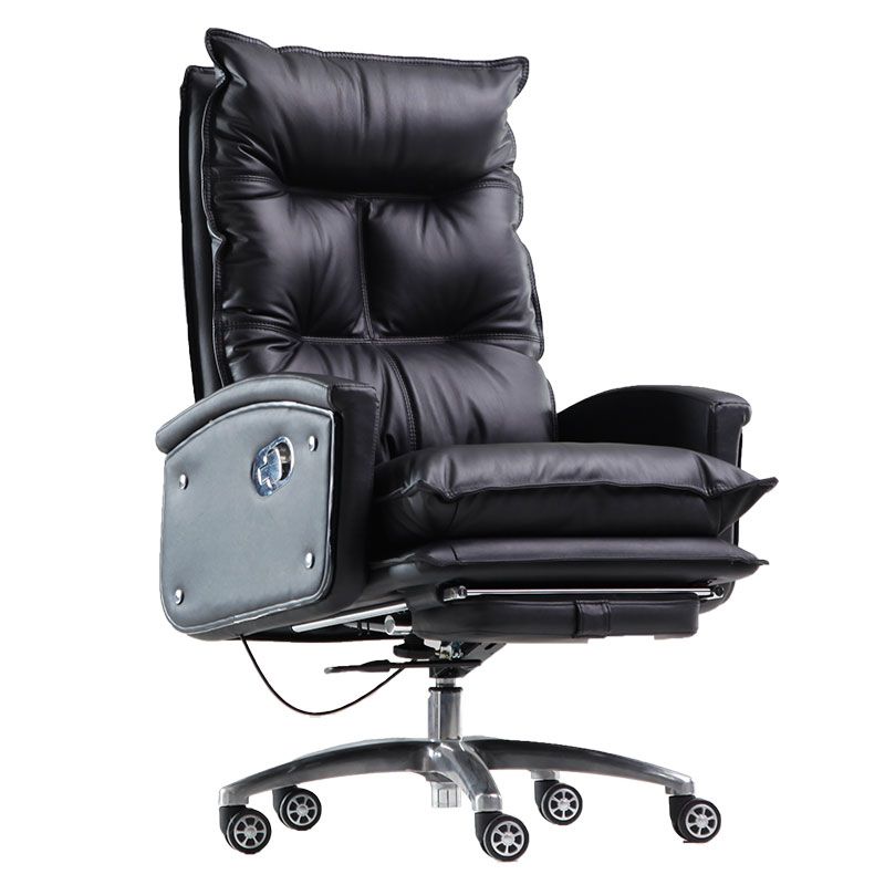 Modern Upholstered Task Chair Faux Leather Arm Chair with Wheels Clearhalo 'furn' 'furn_office_chair' 'Furniture' 'Office Chairs' 'Office Furniture' 'office_chair' 1200x1200_cd40e28c-97d5-49f5-8f56-7a2949638226
