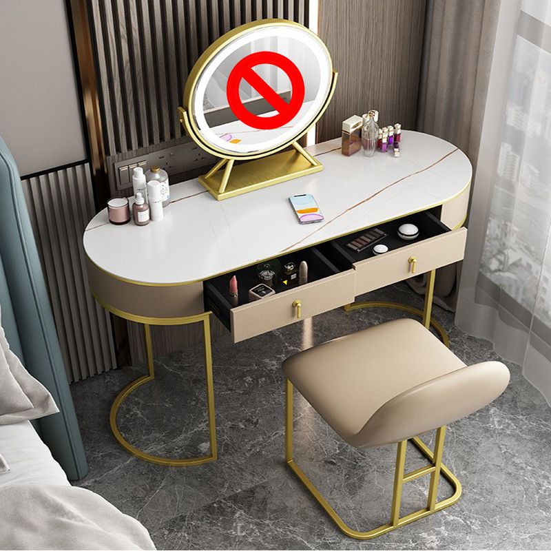 Mesa de tocador de pino glam con heces y 2 cajones de 15.74 "mesa de maquillaje ancha