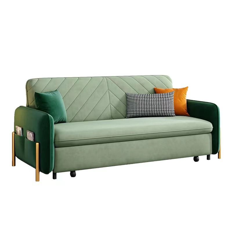 Modern Green Convertible Sofa Pillow Included Foldable Futon Sofa Bed