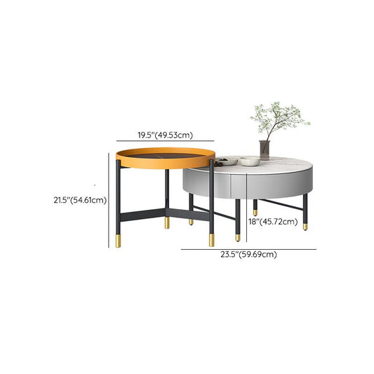 Moderno tavolino rotondo di nidificazione tavolino tavolino con archiviazione