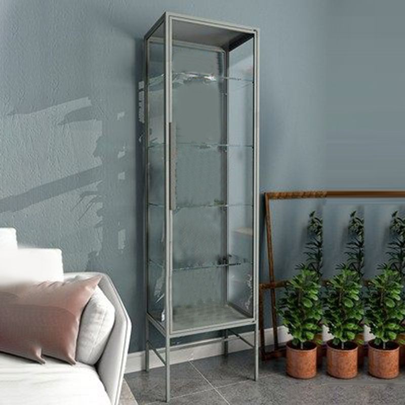 Modern Steel Curio Cabinet Standard 14" W 1 Door Cabinet for Dining Room Clearhalo 'Display & China Cabinets' 'display_china_cabinets' 'furn' 'furn_display_china_cabinets' 'Furniture' 'Kitchen & Dining Furniture' 1200x1200_cd43fcce-0ade-4c21-b69a-aa2f11fb1751